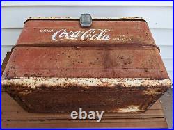 Vintage Coca Cola Metal Picnic Cooler with side handles and working plug