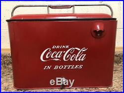 Vintage Coca Cola Progress A4 Embossed Metal Cooler W Tray