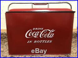 Vintage Coca Cola Progress A4 Embossed Metal Cooler W Tray