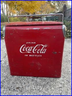 Vintage Coca-Cola Red Metal Ice Chest Cooler