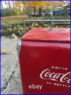Vintage Coca-Cola Red Metal Ice Chest Cooler