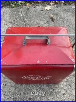 Vintage Coca-Cola Red Metal Ice Chest Cooler