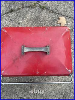 Vintage Coca-Cola Red Metal Ice Chest Cooler