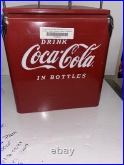 Vintage Coca-Cola Red Metal Ice Chest Cooler 1940-1950s Patina