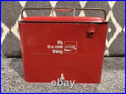 Vintage Coca Cola Soda Metal Picnic Cooler Ice Chest Progress Refrigerator Co