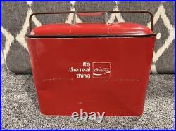 Vintage Coca Cola Soda Metal Picnic Cooler Ice Chest Progress Refrigerator Co
