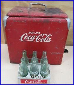Vintage Coca-Cola Tabletop/Portable Coke Bottle Cooler/With Metal Carrier