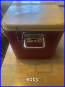 Vintage Coca-Cola Thermos Picnic Cooler Red White Metal Handle
