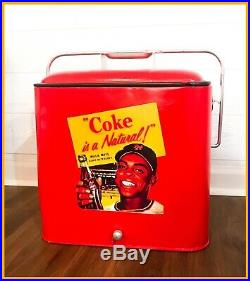 Vintage Coca Cola Willie Mays Baseball Metal Cooler