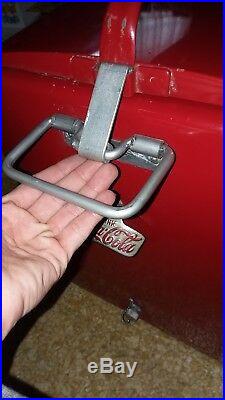 Vintage Coca Cola red metal cooler with top & bottom compartments with bottle opener