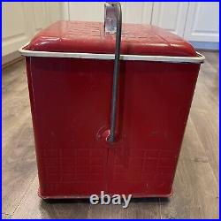 Vintage Cola Cooler Red Metal Fiberglass Insulated Poloron Products Ice Chest