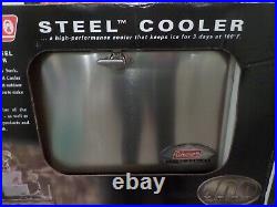 Vintage Coleman 100th Anniversary Stainless Steel 54 qt Cooler Camping Rare Gift Vintage Coleman 100th Anniversary Stainless Steel 54 qt Cooler Camping Rare Gift