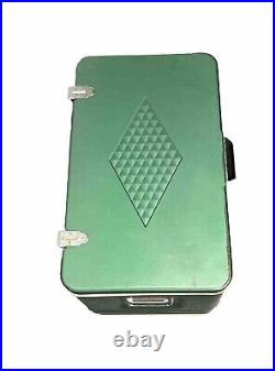 Vintage Coleman 1960's Diamond Logo Metal Top Green Metal Cooler WithTray (E)