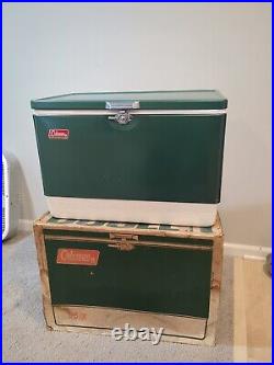 Vintage Coleman 1979 Snow Lite Cooler Green 5255-700 with Box & Tray