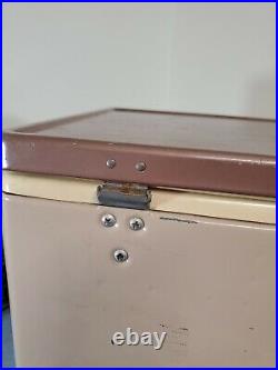 Vintage Coleman 2 tone BROWN & TAN Metal Cooler with Bottle Openers