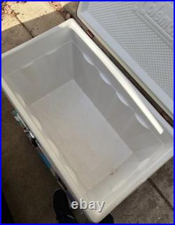 Vintage Coleman 2 tone BROWN & TAN Metal Cooler with Bottle Openers