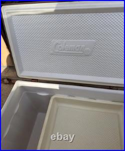 Vintage Coleman 2 tone BROWN & TAN Metal Cooler with Bottle Openers