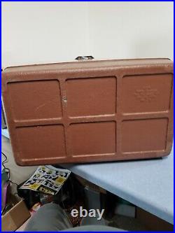 Vintage Coleman 2 tone BROWN & TAN Metal Cooler with Bottle Openers