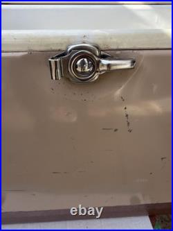 Vintage Coleman 2 tone BROWN & TAN Metal Cooler with Bottle Openers