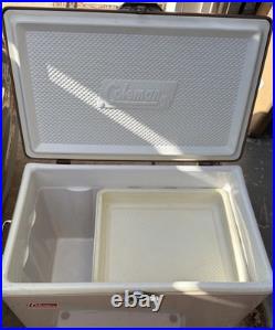 Vintage Coleman 2 tone BROWN & TAN Metal Cooler with Bottle Openers