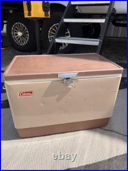 Vintage Coleman 2 tone BROWN & TAN Metal Cooler with Bottle Openers 23/16/14