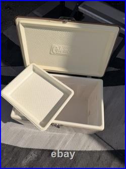 Vintage Coleman 2 tone BROWN & TAN Metal Cooler with Bottle Openers 23/16/14