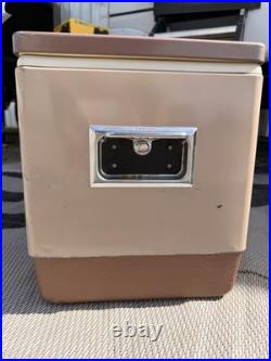 Vintage Coleman 2 tone BROWN & TAN Metal Cooler with Bottle Openers 23/16/14