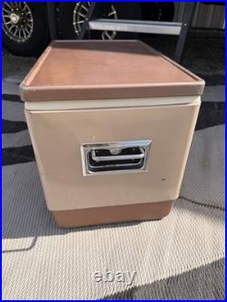 Vintage Coleman 2 tone BROWN & TAN Metal Cooler with Bottle Openers 23/16/14
