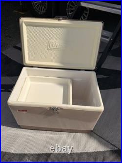 Vintage Coleman 2 tone BROWN & TAN Metal Cooler with Bottle Openers 23/16/14