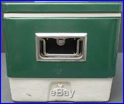 Vintage Coleman 44qt Green Metal Cooler/Ice Chest Camping Gear 22.5x13.5x12.5