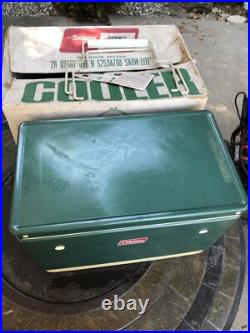 Vintage Coleman 5253A7A Green Metal Cooler WithTray