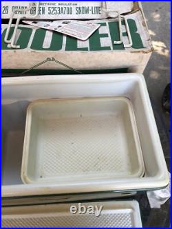 Vintage Coleman 5253A7A Green Metal Cooler WithTray