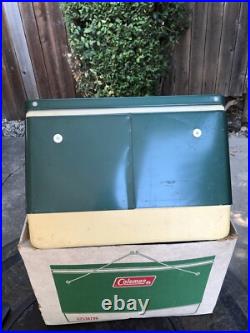 Vintage Coleman 5253A7A Green Metal Cooler WithTray