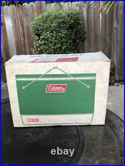 Vintage Coleman 5253A7A Green Metal Cooler WithTray