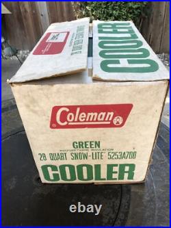 Vintage Coleman 5253A7A Green Metal Cooler WithTray