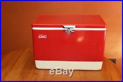 Vintage Coleman 56 Qt. Red Snow Lite Cooler 1972 & Red Snow Lite 2 Gal Jug 1966