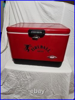 Vintage Coleman 6150,6155 Steel Belted Fireball Whisky 54 Qt Cooler-Rare