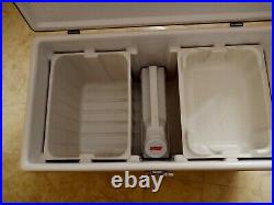 Vintage Coleman BROWN & TAN Metal Cooler with Trays & Ice Pack