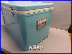 Vintage Coleman Baby Blue Metal Cooler Fine Example and Clean