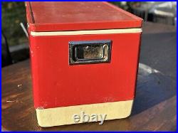 Vintage Coleman Big Metal Cooler Chest Red & White 28 x 16 x 15