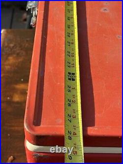 Vintage Coleman Big Metal Cooler Chest Red & White 28 x 16 x 15