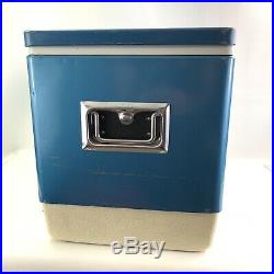 Vintage Coleman Blue Metal Cooler with Bottle Opener Handles