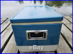 Vintage Coleman Blue/White Metal Cooler lce Chest withmetal handles-12/75 -Nice