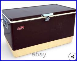 Vintage Coleman Brown Metal Ice Chest Cooler Camping Retro