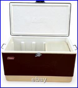 Vintage Coleman Brown Metal Ice Chest Cooler Camping Retro