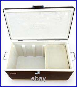 Vintage Coleman Brown Metal Ice Chest Cooler Camping Retro