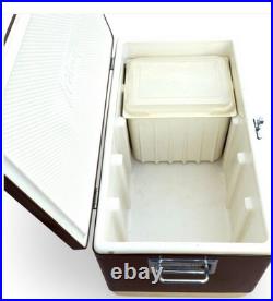 Vintage Coleman Brown Metal Ice Chest Cooler Camping Retro