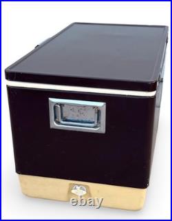Vintage Coleman Brown Metal Ice Chest Cooler Camping Retro