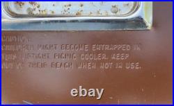 Vintage Coleman Brown Metal Ice Chest Cooler Camping Retro