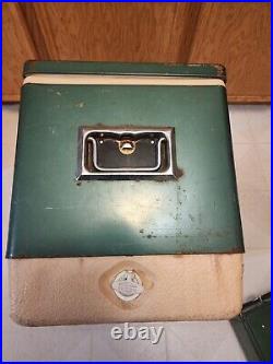 Vintage Coleman Camping Green Steel Cooler, Gallon Jug, 425f Stove, 5114C Lanter